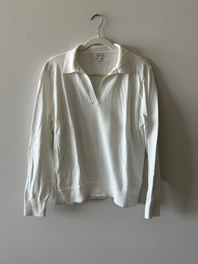 J. Crew Cream Long-Sleeve Polo Sweater